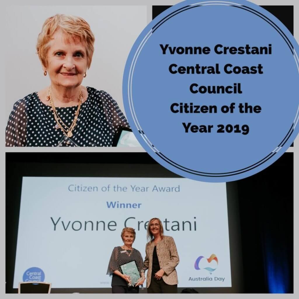Yvonne Crestani receiving her award from the mayor