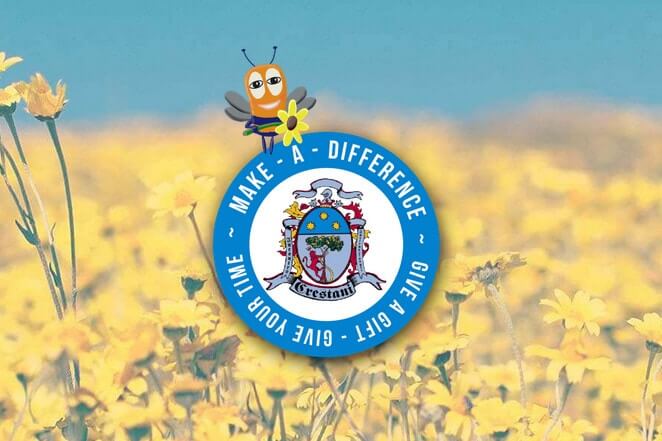 Make a difference campaign logo over a yellow daisy field background